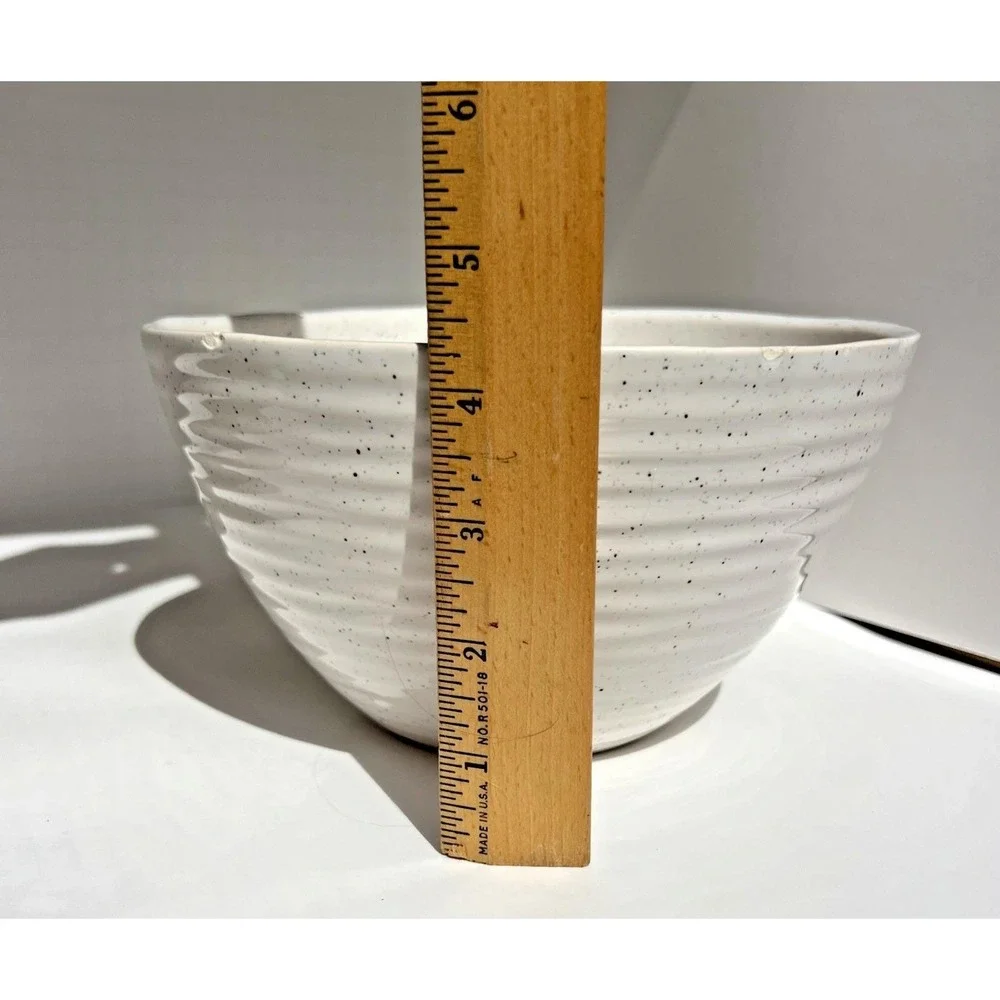 Serving Bowl Speckled Stoneware Ramen Pasta Ribbed Ceramic‎ Modern Kitchen Dish